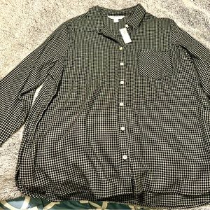 Old Navy, Classic Buttoned shirt, woman, XL, black and white checkered, New!